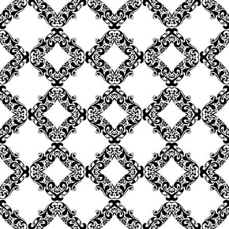 Seamless pattern illustration in traditional style - like Portuguese tiles in black and whiteのイラスト素材
