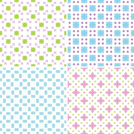 Set of four seamless illustrated patternsのイラスト素材