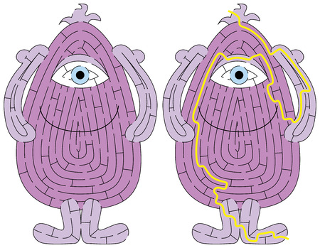 Little monster maze for kids with a solutionのイラスト素材