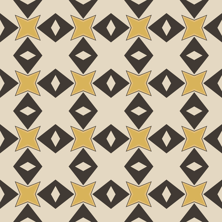 Seamless illustrated pattern made of abstract elements in beige, yellow and blackのイラスト素材