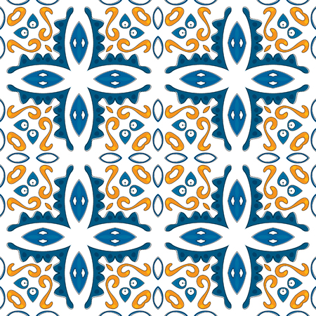 Seamless pattern illustration in traditional style - like Portuguese tilesのイラスト素材