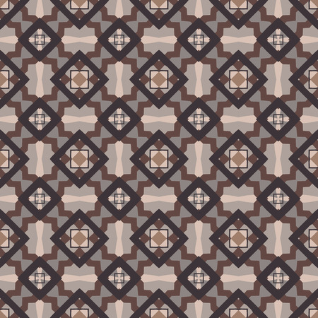 Seamless illustrated pattern made of abstract elements in beige and shades of brown