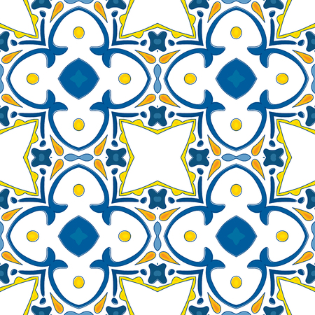 Seamless pattern illustration in traditional style - like Portuguese tilesのイラスト素材
