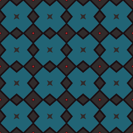 Seamless illustrated pattern made of abstract elements in dark gray, black, red and blueのイラスト素材