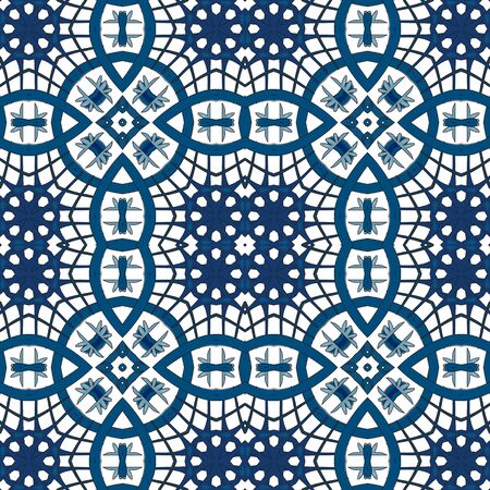 Seamless pattern illustration in traditional style - like Portuguese tilesのイラスト素材