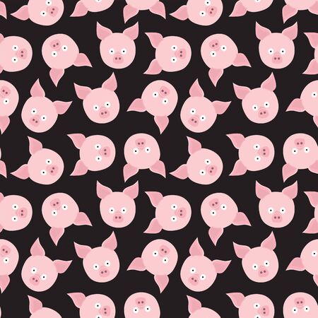 Seamless pattern made of illustrated cartoon pigsのイラスト素材