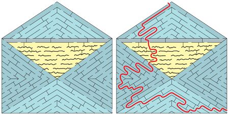 Letter maze for kids with a solutionのイラスト素材