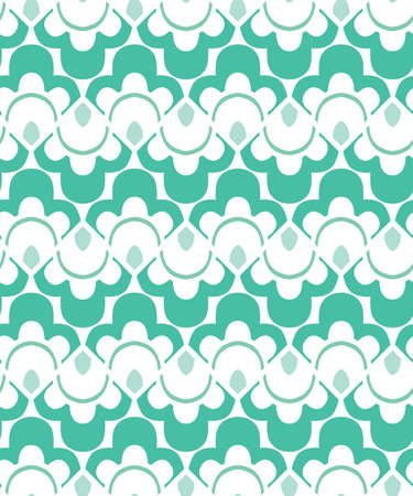 Seamless illustrated pattern made of abstract turquoise elements on whiteのイラスト素材