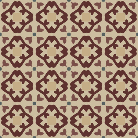 Seamless illustrated pattern made of abstract elements in beige, brown and blueのイラスト素材