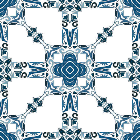 Seamless pattern illustration in traditional style - like Portuguese tilesのイラスト素材