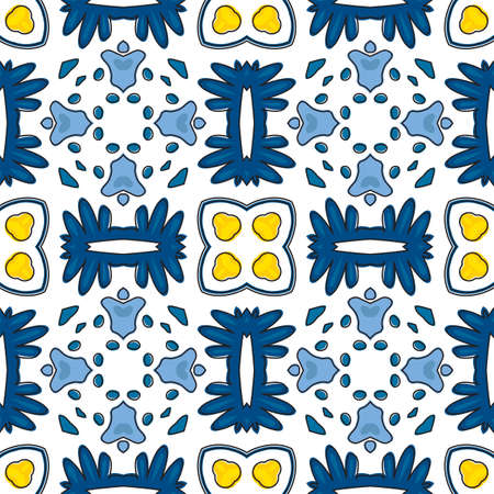 Seamless pattern illustration in traditional style - like Portuguese tilesのイラスト素材