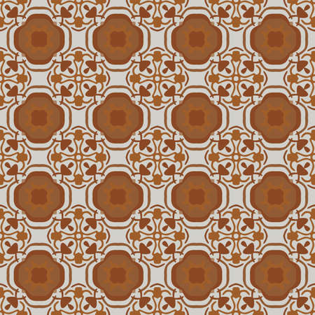 Seamless illustrated pattern made of abstract elements in light gray and shades of brownのイラスト素材