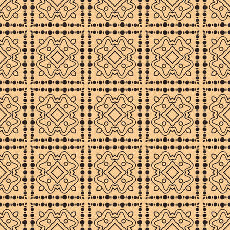 Seamless illustrated pattern made of abstract elements in beige and blackのイラスト素材
