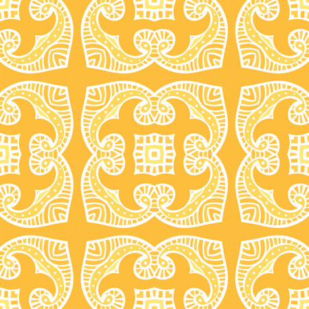 Seamless illustrated pattern made of abstract yellow elementsのイラスト素材