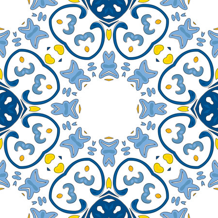 Seamless pattern illustration in traditional style - like Portuguese tilesのイラスト素材