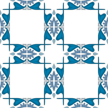 Seamless pattern illustration in traditional style - like Portuguese tilesのイラスト素材