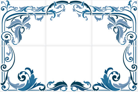 Seamless pattern illustration in traditional style - like Portuguese tilesのイラスト素材