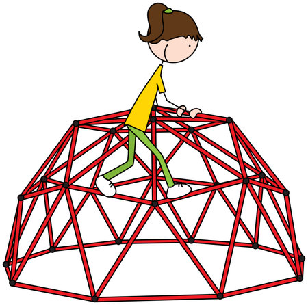 Cartoon illustration of girl climbing on climbersのイラスト素材