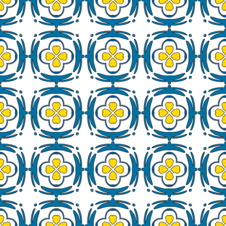 Seamless pattern illustration in traditional style - like Portuguese tilesのイラスト素材