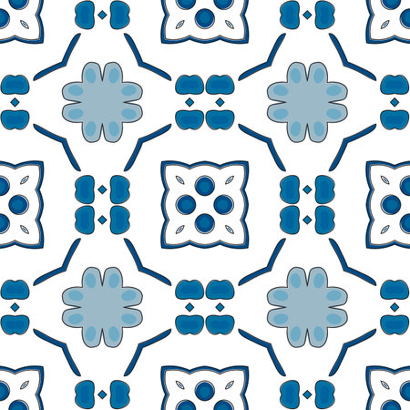 Seamless pattern illustration in traditional style - like Portuguese tilesのイラスト素材