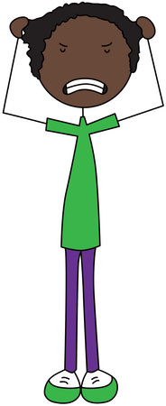 Cartoon illustration of a boy out of control, pulling his hairのイラスト素材
