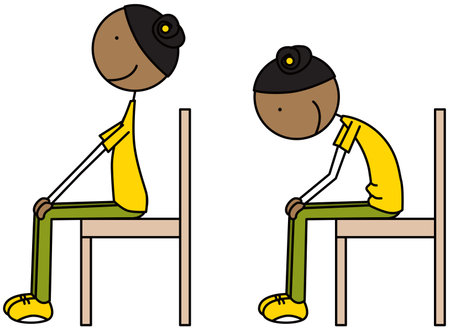 Cartoon vector illustration of a girl exercising - chair cow cat poseのイラスト素材