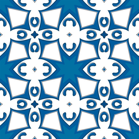 Seamless pattern illustration in traditional style - like Portuguese tilesのイラスト素材