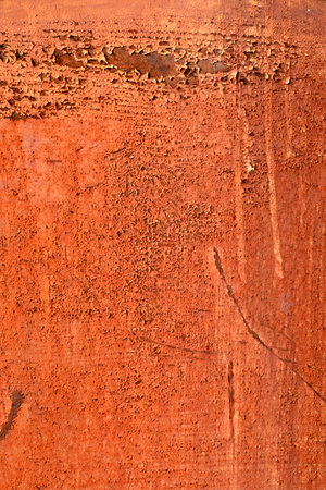 Detail of rusty metal service with peeling paint