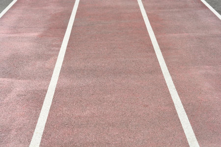 Detail of the running track on a school sports field