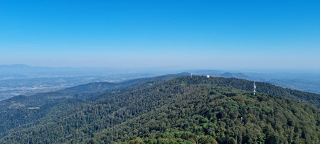 View from the viewpoint at the top of Sljeme towards the eastの写真素材