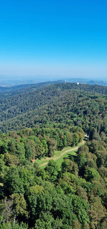 View from the viewpoint at the top of Sljeme towards the northeastの写真素材