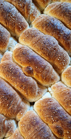 Baking tray full of fresh croissants