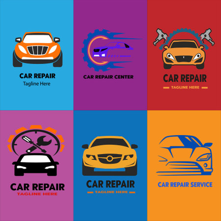 Car service icons set. Car repair, auto mechanic service, repair and maintenance. Vector illustrationのイラスト素材
