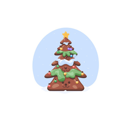 A cartoon of a gingerbread tree.のイラスト素材