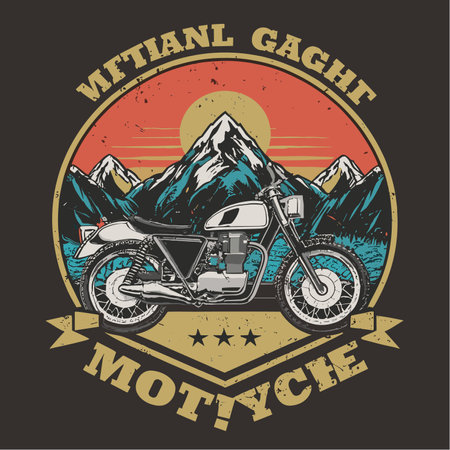Vintage motorcycle label, t-shirt print design, vector illustrationのイラスト素材