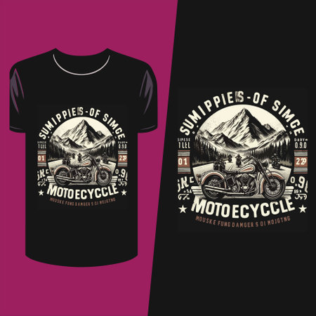 Motorcycle t-shirt print design. Vintage motorcycle tee print designのイラスト素材