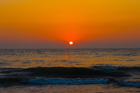 Sunset on the sea beachの写真素材