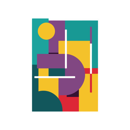 Dynamic geometric shapes creating vibrant modern wall art designのイラスト素材