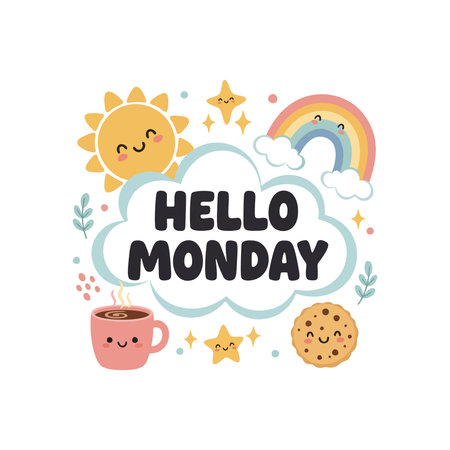 Start your week sweetly with adorable Monday motivation messageのイラスト素材