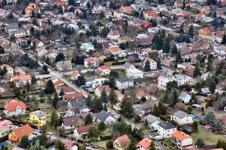 Aerial view of a residential district in Viennaの写真素材