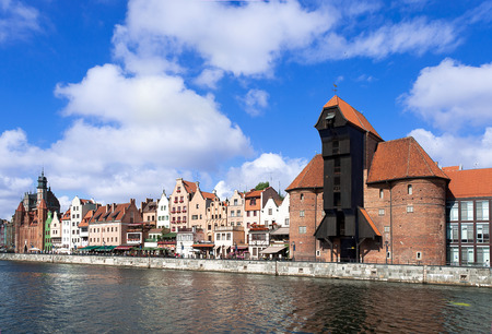 Gdansk old city in Poland with the oldest medieval port crane  Zuraw  in Europe