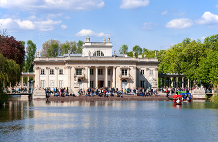 WARSAW POLAND  MAY 2 2015:  Neoclassical Palace on Water of the last Polish king Stanislaw August Poniatowski in Lazienki Baths park in Warsaw Poland during the weekend.のeditorial素材