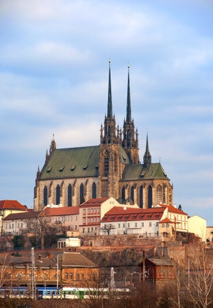 Cathedral of Saints Peter and Paul in Brno old city in the Czech Republic in winterのeditorial素材