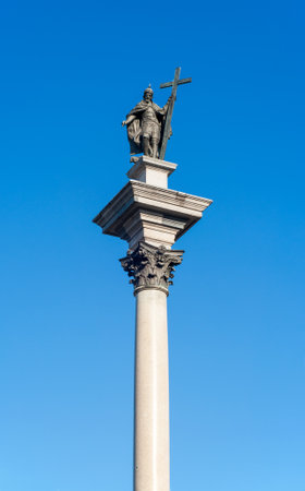 Sigismund's Column (Kolumna Zygmunta) in Castle Square, Warsaw, Poland. The statue erected in 1644 commemorates King Sigismund III Vasa, who in 1596 moved Polish capital from Cracow to Warsawのeditorial素材