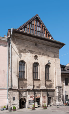 Cracow, Poland, June 6, 2016: Inactive old Orthodox Jewish synagogue in Kazimierz District of Krakow called High or Tall.  Built in 16th century.のeditorial素材