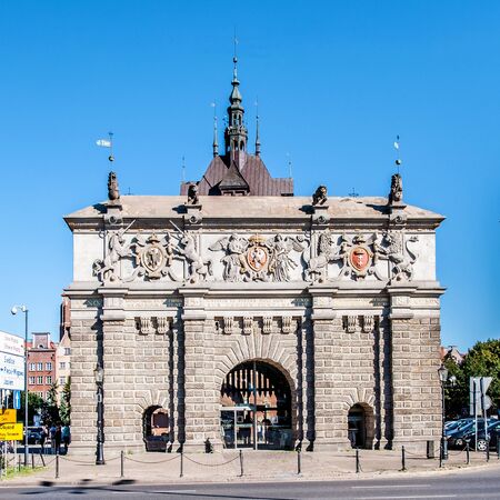 The Renaissance Gate, called Brama Wyzynna  (Upland or High Gate) in old town of Gdansk, Poland