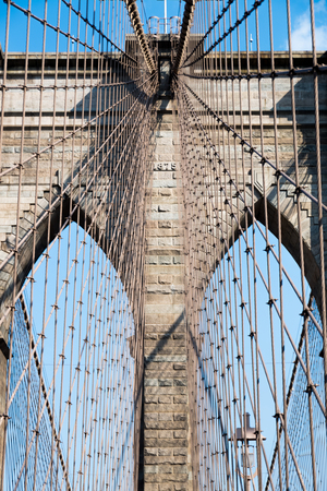 Close up of Brooklyn Bridge in New Yorkのeditorial素材