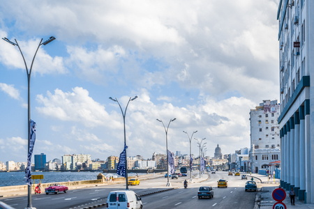 Street view of el malecon in a tipycal day in Havana city Cubaのeditorial素材