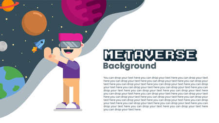 Vector of Exploring Metaverse Background. Perfect for metaverse design, metaverse template, etc.のイラスト素材
