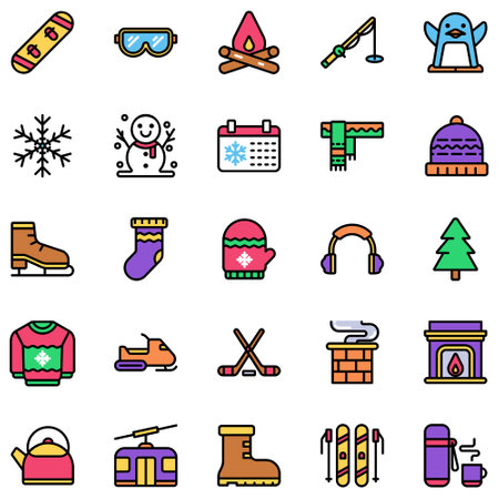Vector of Winter Icon Set Color. Perfect for user interface, new application.のイラスト素材